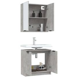 Set dulap de baie, 2 piese, gri beton, lemn prelucrat, 4 image