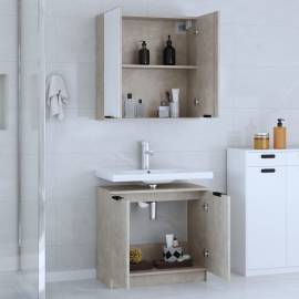 Set dulap de baie, 2 piese, gri beton, lemn prelucrat, 3 image