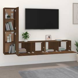 Set dulapuri tv, 4 piese, stejar maro, lemn prelucrat, 3 image