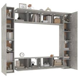 Set dulap tv, 8 piese, gri beton, lemn prelucrat, 4 image