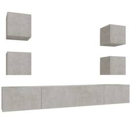 Set dulapuri tv, 6 piese, gri beton, lemn prelucrat, 2 image