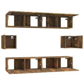 Set dulapuri tv, 6 piese, stejar fumuriu, lemn prelucrat, 5 image