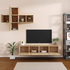 Set dulapuri tv, 7 piese, stejar sonoma, lemn prelucrat, 3 image