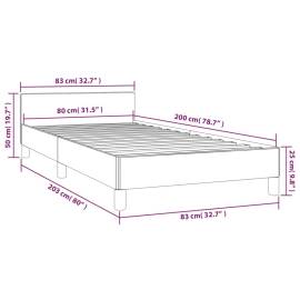 Cadru de pat cu tăblie, crem, 80x200 cm, piele ecologică, 9 image