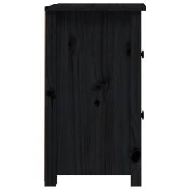 Noptieră, negru, 40x35x61,5 cm, lemn masiv de pin, 5 image