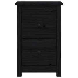 Noptiere, 2 buc., negru, 40x35x61,5 cm, lemn masiv de pin, 3 image