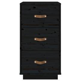 Noptiere, 2 buc., negru, 40x40x75 cm, lemn masiv de pin, 7 image