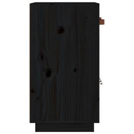 Servantă, negru, 65,5x40x75 cm, lemn masiv de pin, 5 image