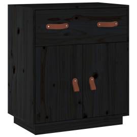 Servantă, negru, 65,5x40x75 cm, lemn masiv de pin, 2 image