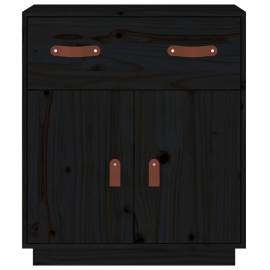 Servantă, negru, 65,5x40x75 cm, lemn masiv de pin, 3 image