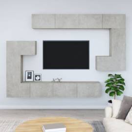 Dulap tv montat pe perete, gri beton, lemn prelucrat