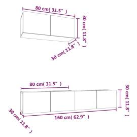 Set comodă tv, 3 piese, gri beton, lemn prelucrat, 7 image