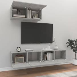 Set comodă tv, 3 piese, gri beton, lemn prelucrat, 3 image
