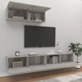 Set dulap tv, 3 piese, gri beton, lemn prelucrat, 3 image