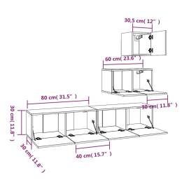 Set dulap tv, 4 piese, gri beton, lemn prelucrat, 7 image