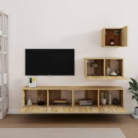 Set dulap tv, 4 piese, stejar sonoma, lemn prelucrat, 3 image