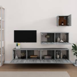 Set dulapuri tv, 4 piese, gri sonoma, lemn prelucrat, 3 image