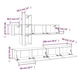 Set dulapuri tv, 7 piese, stejar maro, lemn prelucrat, 9 image