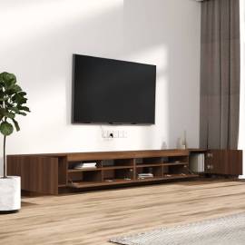 Set dulapuri tv cu led, 3 piese, stejar maro, lemn prelucrat, 6 image