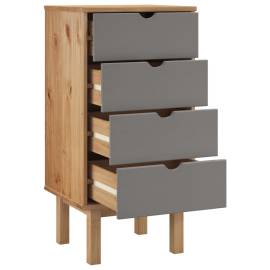 Comodă cu sertar, maro și gri, 46x39,5x90 cm, lemn masiv de pin, 4 image