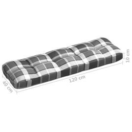 Pernă canapea din paleți, gri în carouri, 120x40x10 cm, 5 image