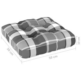 Pernă canapea din paleți, gri, model carouri, 50x50x12 cm, 4 image