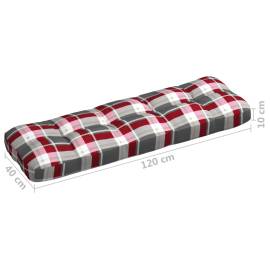 Pernă canapea din paleți, roșu în carouri, 120x40x10 cm, 5 image