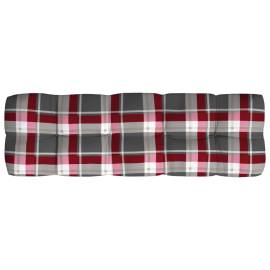 Pernă canapea din paleți, roșu în carouri, 120x40x10 cm, 2 image