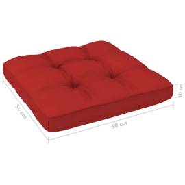 Pernă canapea din paleți, roșu, 50x50x12 cm, 4 image