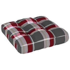 Pernă canapea din paleți, roșu, model carouri, 50x50x12 cm, 2 image