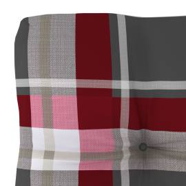 Pernă canapea din paleți, roșu, model carouri, 50x50x12 cm, 3 image