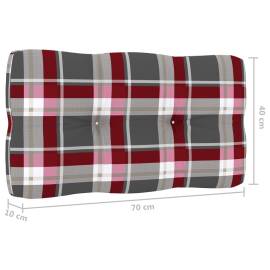 Pernă canapea din paleți, roșu model carouri, 70x40x12cm, 4 image