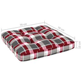 Pernă canapea din paleți, roșu model carouri, 70x70x12 cm, 5 image