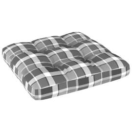 Pernă pentru canapea din paleți, gri, 60x60x12cm, model carouri, 2 image