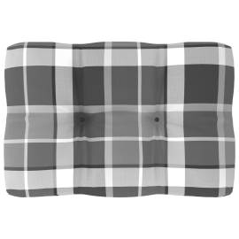 Pernă pentru canapea din paleți, gri carouri, 60 x 40 x 12 cm