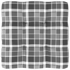 Pernă pentru canapea din paleți, gri carouri, 80 x 80 x 12 cm