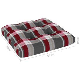 Pernă pentru canapea din paleți, roșu, 60x60x12cm, model carouri, 4 image
