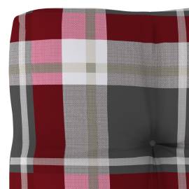 Pernă pentru canapea din paleți, roșu, 60x60x12cm, model carouri, 3 image