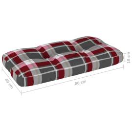 Pernă pentru canapea din paleți, roșu, 80x40x12cm, model carouri, 4 image