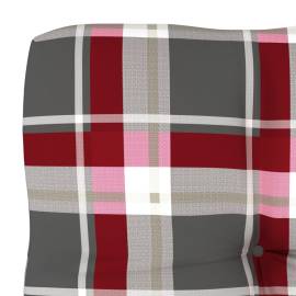 Pernă pentru canapea din paleți, roșu, 80x80x12cm, model carouri, 4 image