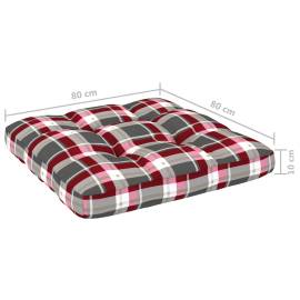 Pernă pentru canapea din paleți, roșu, 80x80x12cm, model carouri, 5 image