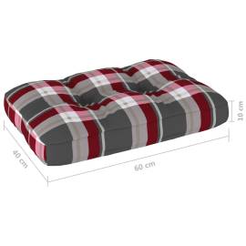 Pernă pentru canapea din paleți, roșu carouri, 60 x 40 x 12 cm, 4 image