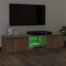 Comodă tv cu lumini led, stejar maro, 120x30x35,5 cm, 4 image