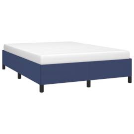 Cadru de pat, albastru, 140 x 200 cm, material textil, 3 image