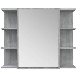 Dulap de baie cu oglindă gri sonoma 80x20,5x64 cm lemn compozit, 6 image