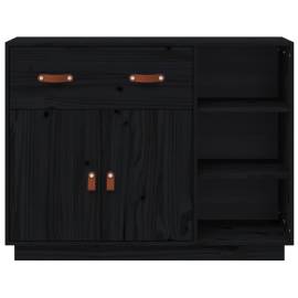 Servantă, negru, 98,5x40x75 cm, lemn masiv de pin, 6 image