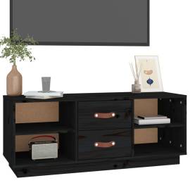 Comodă tv, negru, 100x34x40 cm, lemn masiv de pin, 4 image