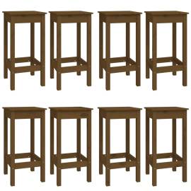 Set mobilier de bar, 9 piese, maro miere, lemn masiv de pin, 3 image