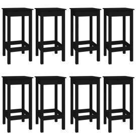 Set mobilier de bar, 9 piese, negru, lemn masiv de pin, 3 image