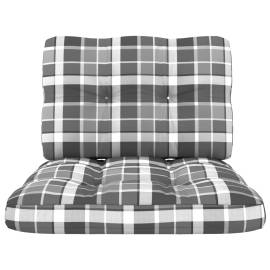 Perne de canapea din paleți, 2 buc., gri, model carouri, 3 image